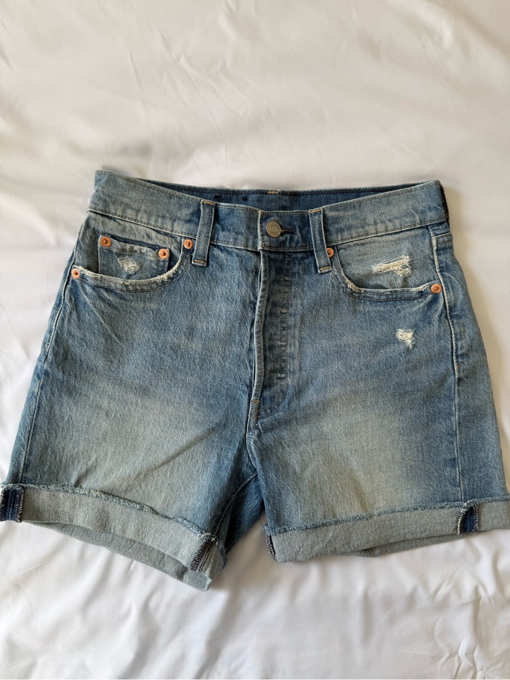 Gap- Cheeky Midi Jean Shorts- Women- Size 26 (2R)- High Rise- Blue